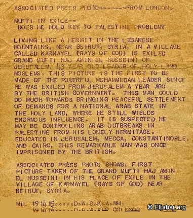 1938 - Haj Amin Al-Husseini wire picture 02